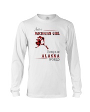 MICHIGAN GIRL LIVING IN ALASKA WORLD Long Sleeve Tee tile
