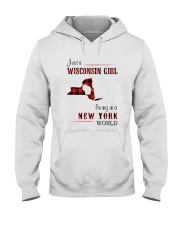 WISCONSIN GIRL LIVING IN NEW YORK WORLD Hooded Sweatshirt thumbnail