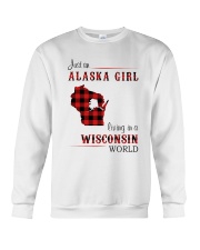 ALASKA GIRL LIVING IN WISCONSIN WORLD Crewneck Sweatshirt thumbnail