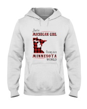 MICHIGAN GIRL LIVING IN MINNESOTA WORLD Hooded Sweatshirt thumbnail