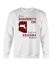 MASSACHUSETTS GIRL LIVING IN ARIZONA WORLD Crewneck Sweatshirt tile