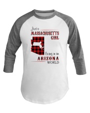 MASSACHUSETTS GIRL LIVING IN ARIZONA WORLD Baseball Tee tile