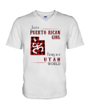PUERTO RICAN GIRL LIVING IN UTAH WORLD V-Neck T-Shirt tile