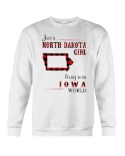 NORTH DAKOTA GIRL LIVING IN IOWA WORLD Crewneck Sweatshirt thumbnail