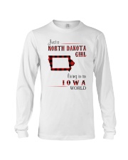 NORTH DAKOTA GIRL LIVING IN IOWA WORLD Long Sleeve Tee thumbnail