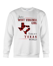 WEST VIRGINIA GIRL LIVING IN TEXAS WORLD Crewneck Sweatshirt thumbnail