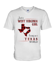 WEST VIRGINIA GIRL LIVING IN TEXAS WORLD V-Neck T-Shirt thumbnail