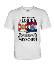 LIVE IN FLORIDA BEGAN IN MISSOURI V-Neck T-Shirt tile