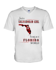 SALVADORAN GIRL LIVING IN FLORIDA WORLD V-Neck T-Shirt thumbnail