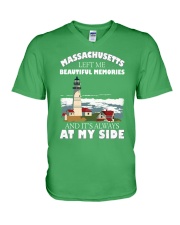 Massachusetts Left Me Beautiful Memories V-Neck T-Shirt tile