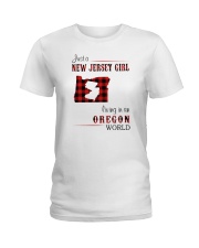 JERSEY GIRL LIVING IN OREGON WORLD Ladies T-Shirt tile