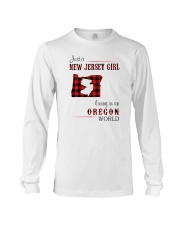 JERSEY GIRL LIVING IN OREGON WORLD Long Sleeve Tee tile
