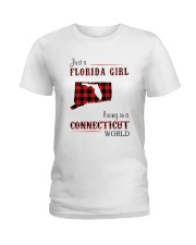 FLORIDA GIRL LIVING IN CONNECTICUT WORLD Ladies T-Shirt tile