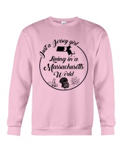 JUST A JERSEY GIRL LIVING IN A MASSACHUSETTS WORLD Crewneck Sweatshirt thumbnail