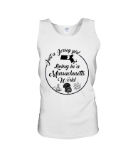 JUST A JERSEY GIRL LIVING IN A MASSACHUSETTS WORLD Unisex Tank thumbnail