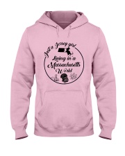 JUST A JERSEY GIRL LIVING IN A MASSACHUSETTS WORLD Hooded Sweatshirt thumbnail