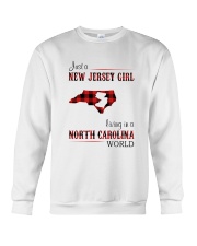 JERSEY GIRL LIVING IN NORTH CAROLINA WORLD Crewneck Sweatshirt thumbnail