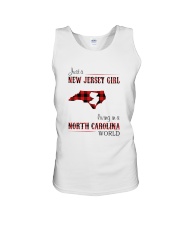 JERSEY GIRL LIVING IN NORTH CAROLINA WORLD Unisex Tank thumbnail