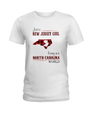 JERSEY GIRL LIVING IN NORTH CAROLINA WORLD Ladies T-Shirt thumbnail