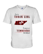 CUBAN GIRL LIVING IN TENNESSEE WORLD V-Neck T-Shirt tile