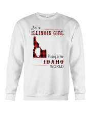 ILLINOIS GIRL LIVING IN IDAHO WORLD Crewneck Sweatshirt tile