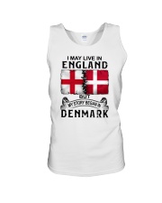 LIVE IN ENGLAND BEGAN IN DENMARK Unisex Tank tile