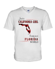 CALIFORNIA GIRL LIVING IN FLORIDA WORLD V-Neck T-Shirt thumbnail