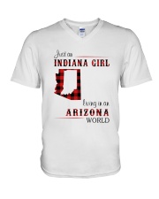 INDIANA GIRL LIVING IN ARIZONA WORLD V-Neck T-Shirt thumbnail