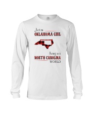 OKLAHOMA GIRL LIVING IN NORTH CAROLINA WORLD Long Sleeve Tee tile