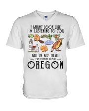 I'm Thinking About Oregon V-Neck T-Shirt tile