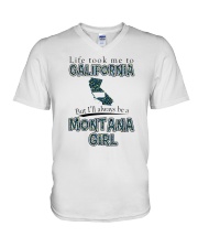 MONTANA GIRL LIFE TOOK TO CALIFORNIA V-Neck T-Shirt tile