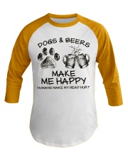 DOGS AND BEER MAKE ME HAPPY Baseball Tee thumbnail