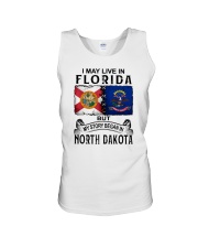 LIVE IN FLORIDA BEGAN IN NORTH DAKOTA Unisex Tank tile