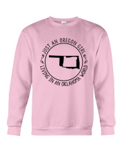 OREGON GIRL LIVING IN OKLAHOMA WORLD Crewneck Sweatshirt tile