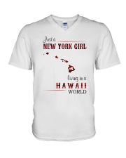 NEW YORK GIRL LIVING IN HAWAII WORLD V-Neck T-Shirt thumbnail
