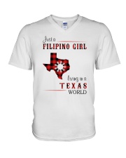 FILIPINO GIRL LIVING IN TEXAS WORLD V-Neck T-Shirt tile