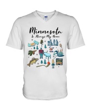 Minnesota Is Always Home Symbols V-Neck T-Shirt tile