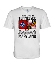 LIVE IN TN BUT MY STORY BEGAN IN MARYLAND V-Neck T-Shirt tile