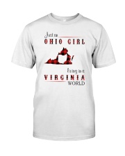 OHIO GIRL LIVING IN VIRGINIA WORLD Classic T-Shirt front