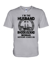 I'M THE HUSBAND OF A RHODE ISLAND WOMAN V-Neck T-Shirt thumbnail