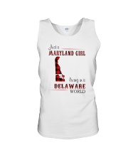 MARYLAND GIRL LIVING IN DELAWARE WORLD Unisex Tank thumbnail