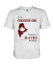 CANADIAN GIRL LIVING IN MAINE WORLD V-Neck T-Shirt thumbnail