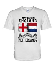 LIVE IN ENGLAND BEGAN IN NETHERLANDS V-Neck T-Shirt thumbnail