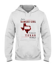 KANSAS GIRL LIVING IN TEXAS WORLD Hooded Sweatshirt tile