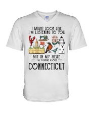 I'm Thinking About Connecticut V-Neck T-Shirt tile