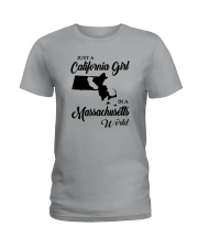 JUST A CALIFORNIA GIRL IN A MASSACHUSETTS WORLD Ladies T-Shirt front