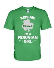 Kiss Me I'm A Peruvian Girl Custom Name V-Neck T-Shirt tile