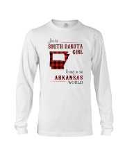 SOUTH DAKOTA GIRL LIVING IN ARKANSAS WORLD Long Sleeve Tee tile