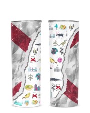 Alabama Flag And Symbols 20oz Glitter Tumbler front