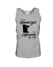 JUST A HAWAII GIRL IN A MINNESOTA WORLD Unisex Tank thumbnail
